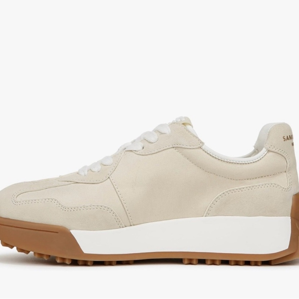 Sam Edelman Beige and White Logo Runner with Gum Sole - Picture 2 of 7